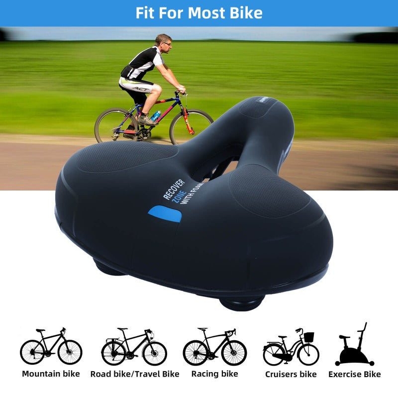 Wide & Comfortable Bike Saddle Ergonomic Soft Cushion for MTB Road